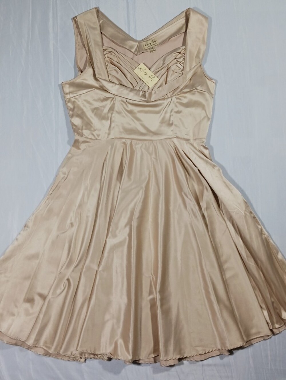 Vintage Lindy Bop Ophelia 50s Retro Pinup Satin Swing Dress XL